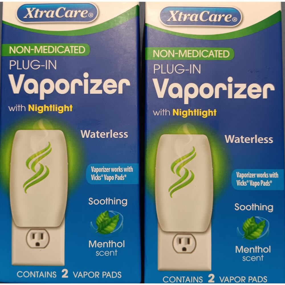 Set of 2 XtraCare Plug-In VAPORIZER w/ Nightlight, Waterless, Uses Vapo Pads